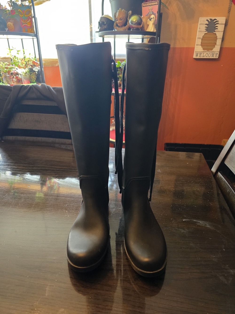 Coach Tall Black Rain Boots Nwot